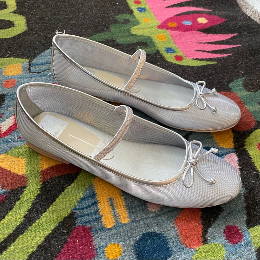Dolce Vita Silver Flats with Bow Detail